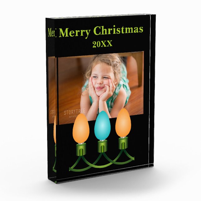 Bloque Para Fotos Navidades alumbran a trío Naranja y azul personali (Izquierda)