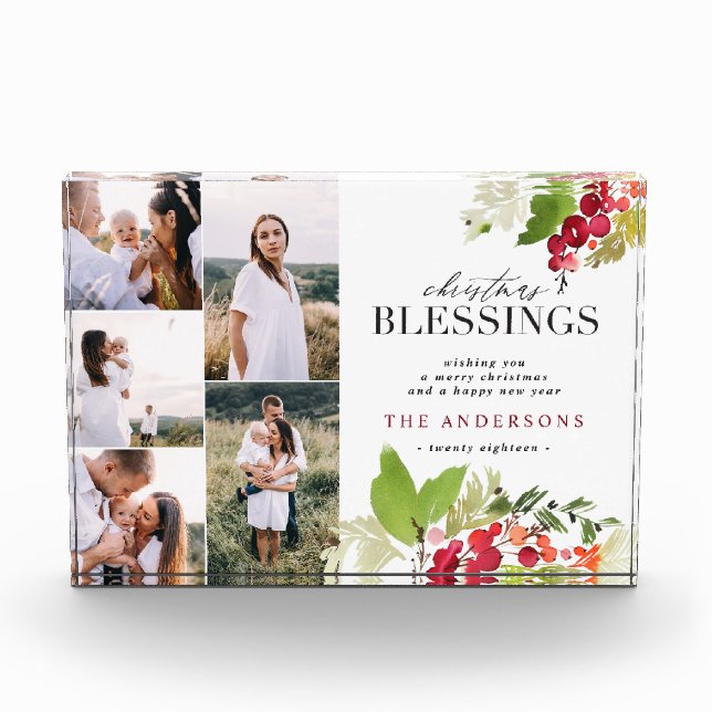 Bloque Para Fotos Navidades bendiciendo follaje multicapa acuarela (Anverso)