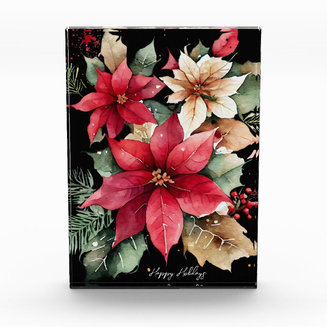 Bloque Para Fotos Navidades de flores blancas rojas Poinsettia Holly (Anverso)