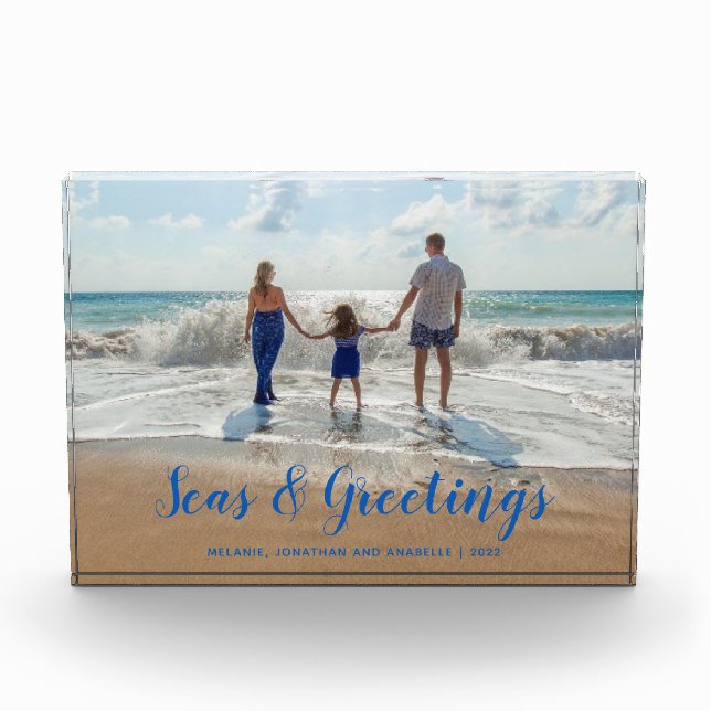 Bloque Para Fotos Navidades de playas de mar azul y saludos (Anverso)