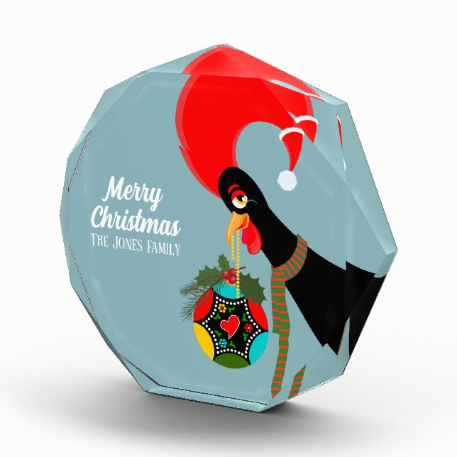 Bloque Para Fotos Navidades de Rooster Holly en Portugal bauble (Derecha)
