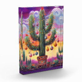 Bloque Para Fotos Navidades en el desierto Saguaro Cactus al suroest
