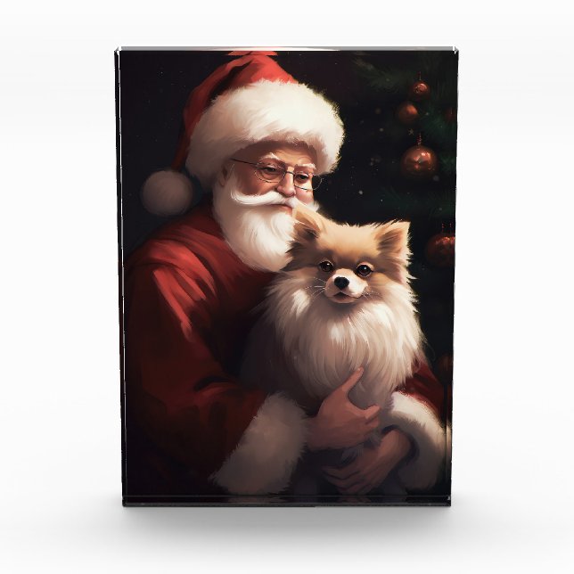 Bloque Para Fotos Navidades festivos de Pomerania con Santa Claus (Anverso)