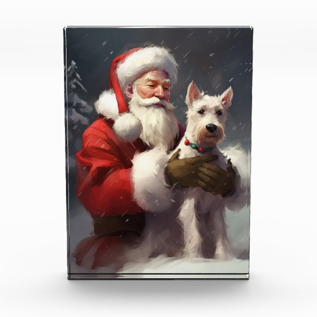 Bloque Para Fotos Navidades festivos de Wire Fox Terrier Santa Claus (Anverso)