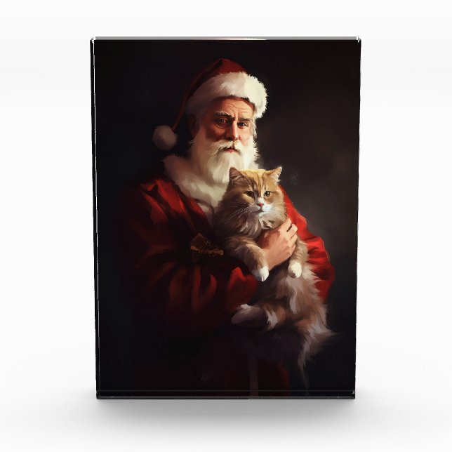 Bloque Para Fotos Navidades festivos del gato de Angora Santa Claus (Anverso)