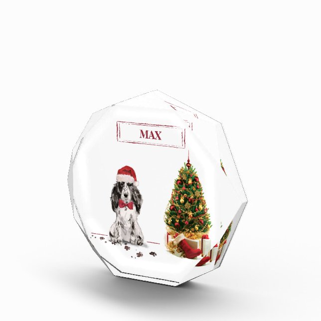 Bloque Para Fotos Navidades graciosos de Cocker Spaniel con árbol (Derecha)