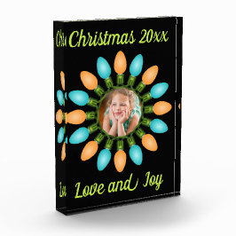 Bloque Para Fotos Navidades iluminan el círculo en Naranja y azul