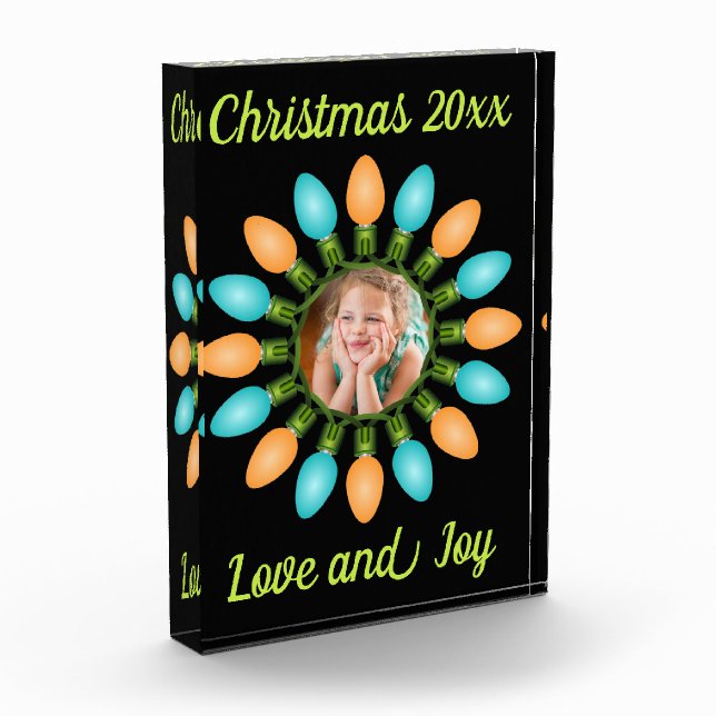 Bloque Para Fotos Navidades iluminan el círculo en Naranja y azul (Izquierda)