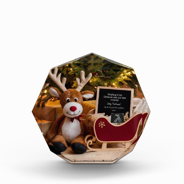 Bloque Para Fotos Navidades Invitación de embarazo de Sleigh (Anverso)