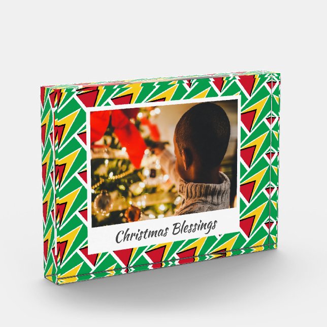 Bloque Para Fotos Navidades modernos de la BANDERA GUYANA Keepsake (Izquierda)
