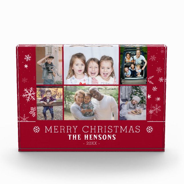 Bloque Para Fotos Navidades rojos Familia de copos de nieve 6 Collag (Anverso)