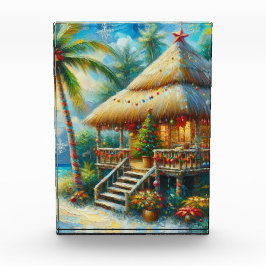 Bloque Para Fotos Navidades Tropical Hut Palm Tree Beach Lights