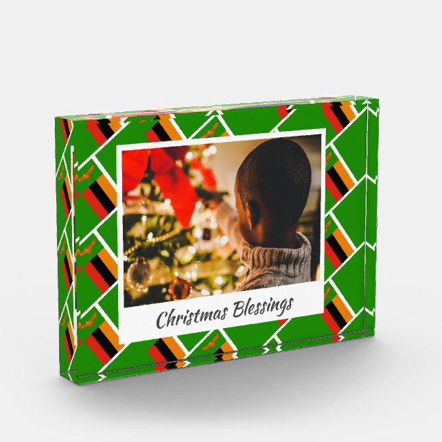 Bloque Para Fotos Navidades ZAMBIA FLAG modernos Keepsake (Izquierda)