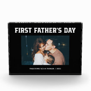 Bloque Para Fotos Negra Modern Script First Father's Day