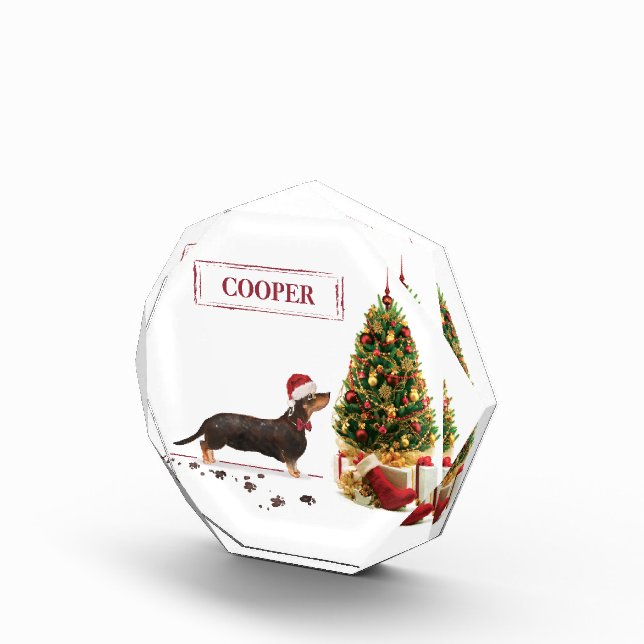 Bloque Para Fotos Negro y Tan Dachshund Navidades graciosos perro (Derecha)