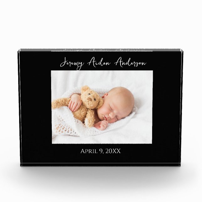 Bloque Para Fotos New Baby Birth Black Border Photo Block (Anverso)