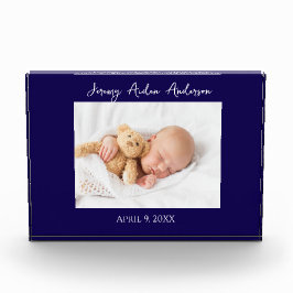 Bloque Para Fotos New Baby Birth Navy Blue Border Photo Block