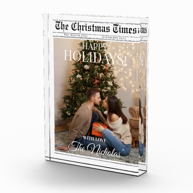 Bloque Para Fotos Newspaper What A Year Black White Photo Christmas (Derecha)