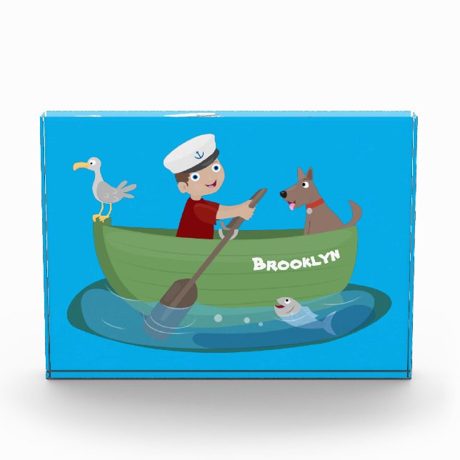 Bloque Para Fotos Niño pequeño marinero y personalizado de un bote d (Anverso)