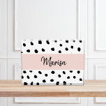 Bloque Para Fotos Nombre moderno del monograma | Puntos rosados y ne<br><div class="desc">Nombre moderno del monograma | Puntos rosados y negros pasteles</div>