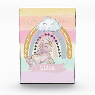 Bloque Para Fotos Nombre personalizado del Chica 🦄 Rainbow Unicorn