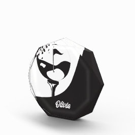 Bloque Para Fotos Nombre personalizado Hola Golf blanco y negro