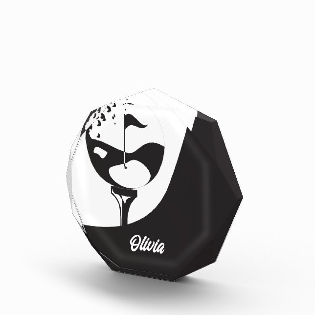 Bloque Para Fotos Nombre personalizado Hola Golf blanco y negro (Derecha)