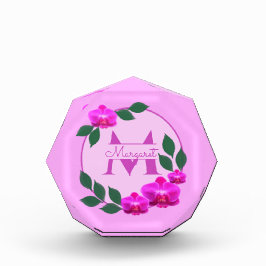 Bloque Para Fotos Nombre personalizado rosa floral vintage inicial