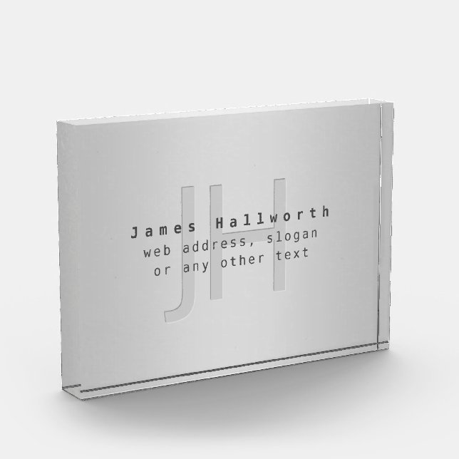 Bloque Para Fotos Nombre y lema modificable moderno | Gradiente gris (Izquierda)