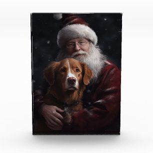 Bloque Para Fotos Nova Scotia Duck Toller con Santa Claus Festivo