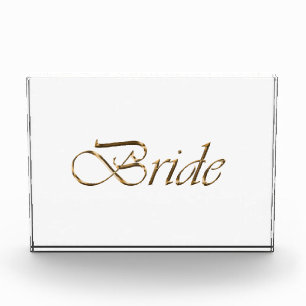 Bloque Para Fotos Novia, escritura dorada moda elegante acrílico tra