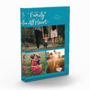 Bloque Para Fotos Nuestra Familia Es Todo Corazón Aqua Melocotón