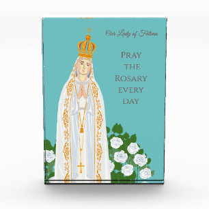 Bloque Para Fotos Nuestra Señora de Fátima y rosas blancas