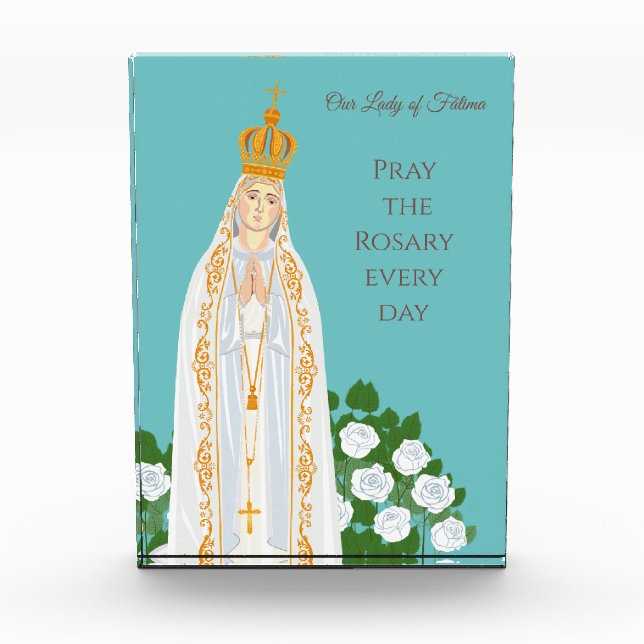 Bloque Para Fotos Nuestra Señora de Fátima y rosas blancas (Anverso)