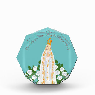 Bloque Para Fotos Nuestra Señora de Fátima y rosas blancas