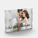 Bloque Para Fotos Nuestro primer Boda de Navidad<br><div class="desc">Elegante nuestro primer bloque de fotos de Bodas de Navidad</div>