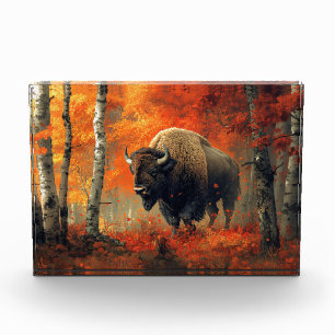 Bloque Para Fotos Obra artística de Bison in the Autumn Woods