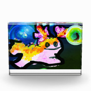 Bloque Para Fotos Onda divertida de axolotl rosa