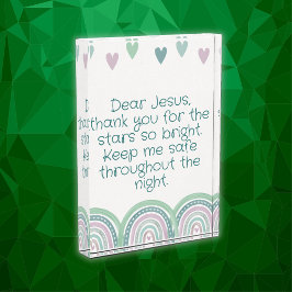 Bloque Para Fotos Oración cristiana para niños Verde y Rosa |