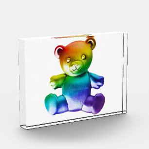 Bloque Para Fotos Oso de peluche de metal cepillado SlipperyJoe's gr