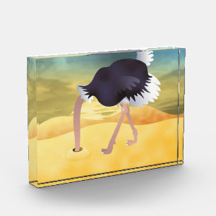 Bloque Para Fotos Ostrich personalizado Con Cabeza En Arena