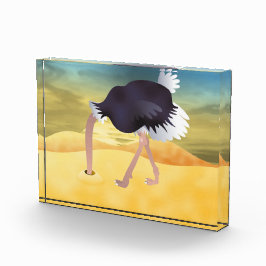 Bloque Para Fotos Ostrich Personalizado Con Cabeza En Arena
