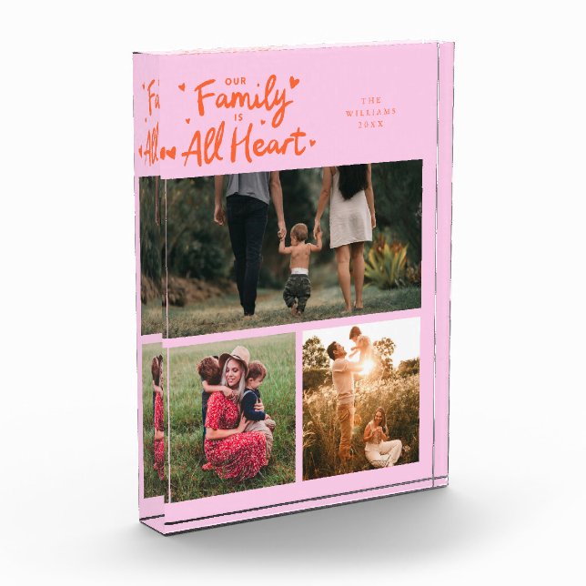 Bloque Para Fotos Our Family Is All Heart Orange Pink (Izquierda)