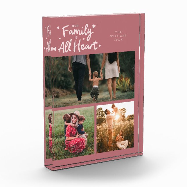 Bloque Para Fotos Our Family Is All Heart Pink (Izquierda)