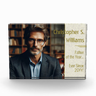 Bloque Para Fotos Padre personalizado del año desde el oro