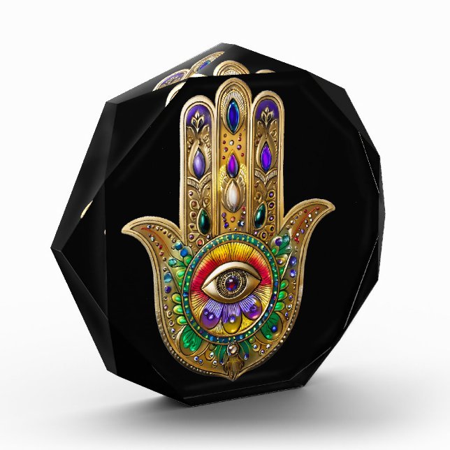 Bloque Para Fotos Painted Gold Hamsa Amethyst Ruby Third Eye (Izquierda)