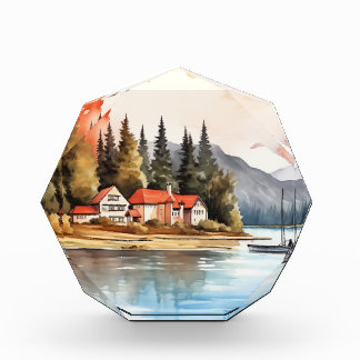 Bloque Para Fotos Paisaje de lago de naturaleza otoñal de Canadá Acu