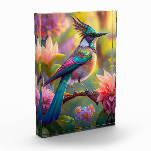 Bloque Para Fotos Pájaro de Jay Fantasy con cabeza verde