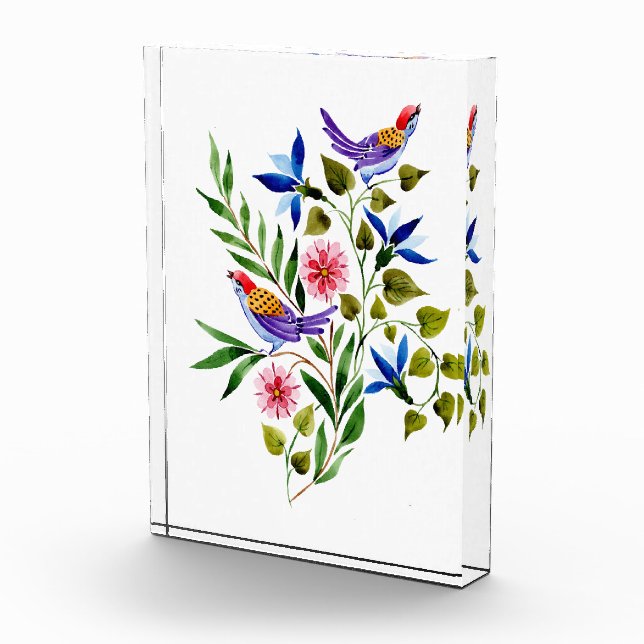 Bloque Para Fotos Pájaros de color rosa y azul (Derecha)