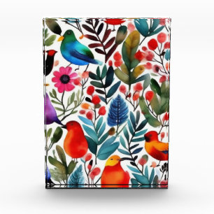 Bloque Para Fotos Pájaros florales y coloridos